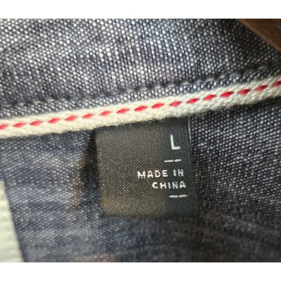 Hawker Rye Gray Chambray Cotton Regular Fit Button Down Casual Mens Large - Picture 5 of 8